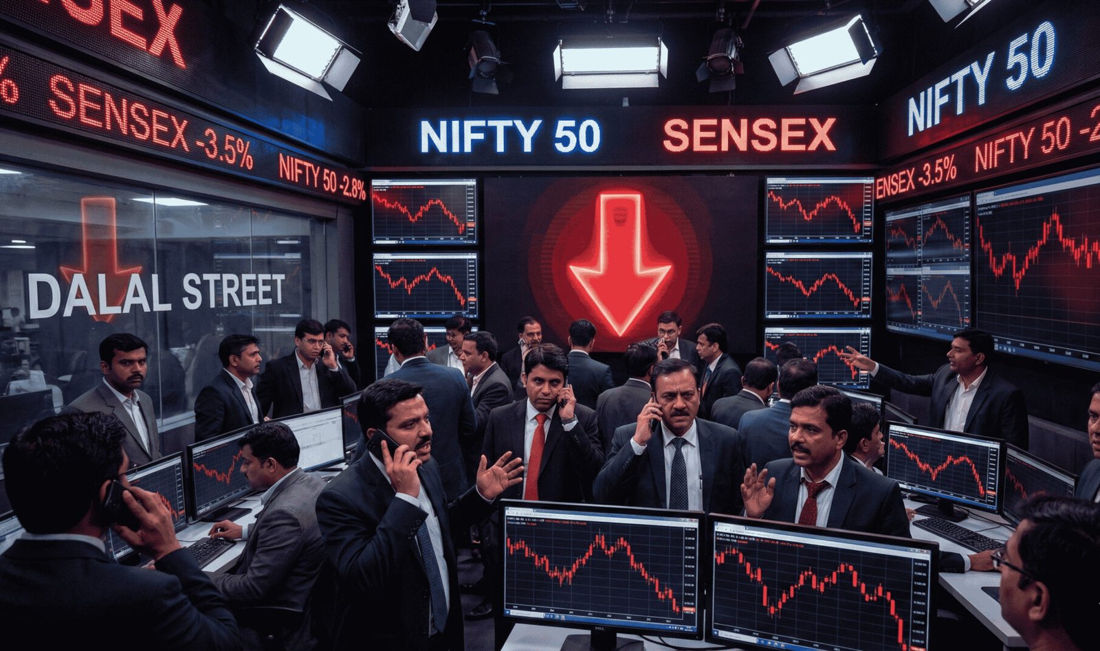 Sensex-Nifty Slide Why Market Is Down Today — Global Cues, IT Rout, FII Selling Trigger Broad Stock Market Fall
